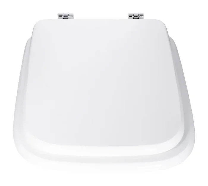 Copriwater Universale 34,2×42,6 cm in MDF Cerniere in Metallo Cromato Conca Bianco Lucido - immagine 2