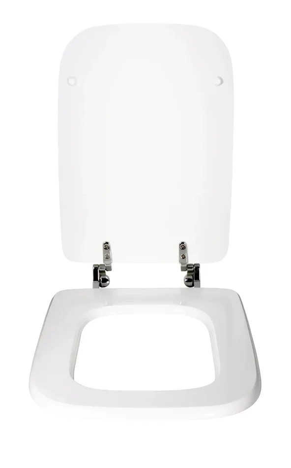 Copriwater Universale 34,2×42,6 cm in MDF Cerniere in Metallo Cromato Conca Bianco Lucido - immagine 3