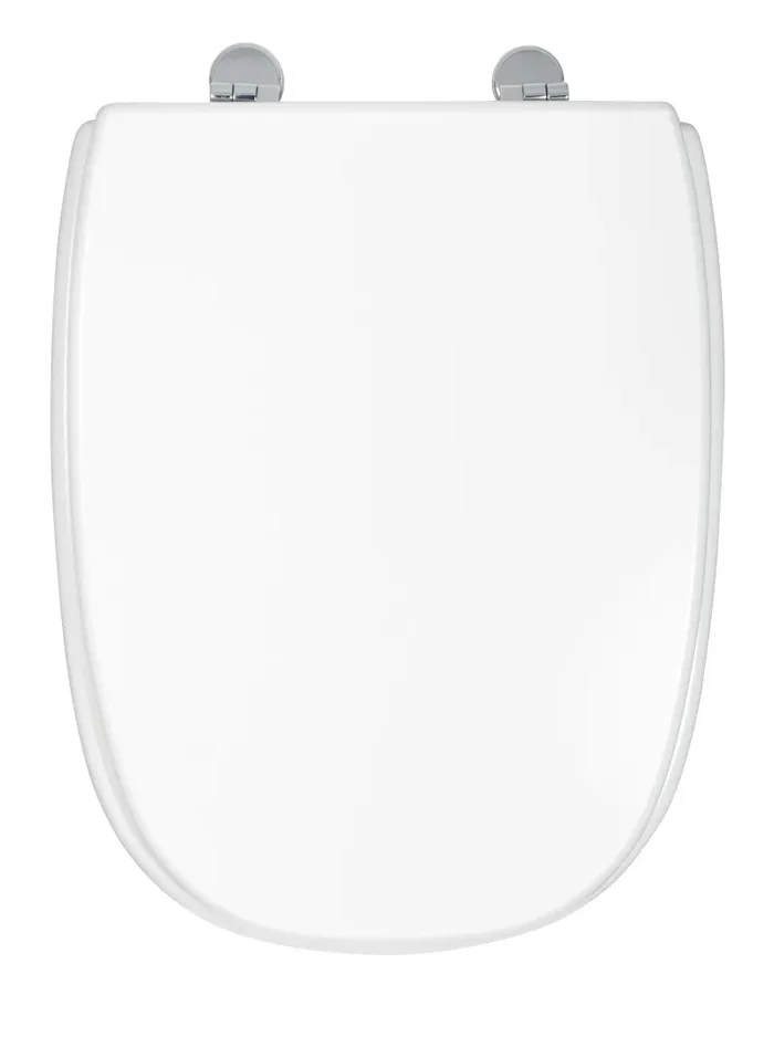 Copriwater Universale 35,5×44,3 cm in MDF Cerniere in Metallo Cromato Square Bianco Lucido - immagine 2