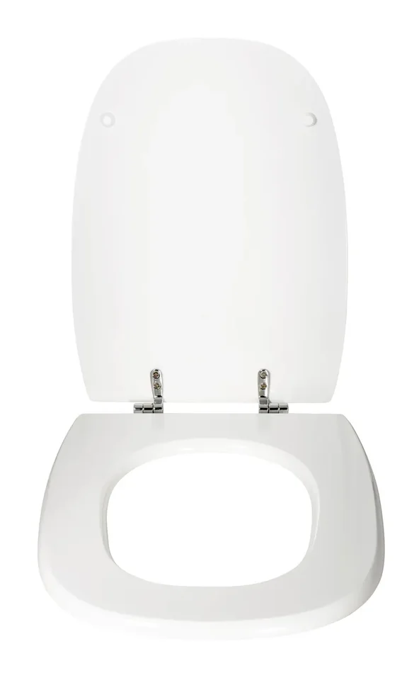 Copriwater Universale 35,5×44,3 cm in MDF Cerniere in Metallo Cromato Square Bianco Lucido - immagine 3