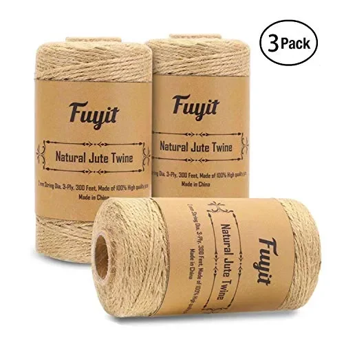 Corda di spago iuta Fuyit Totale 3 rotoli, 300 piedi Colore Originale 2 Vendita calda online