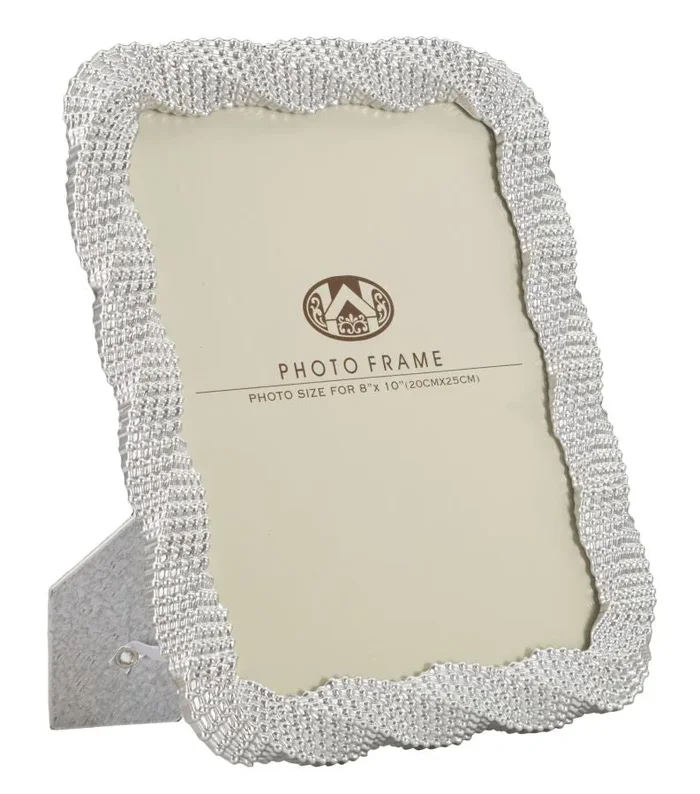 Cornice Bead Silver 25×2,2×30,2 cm in Poliresina e Vetro