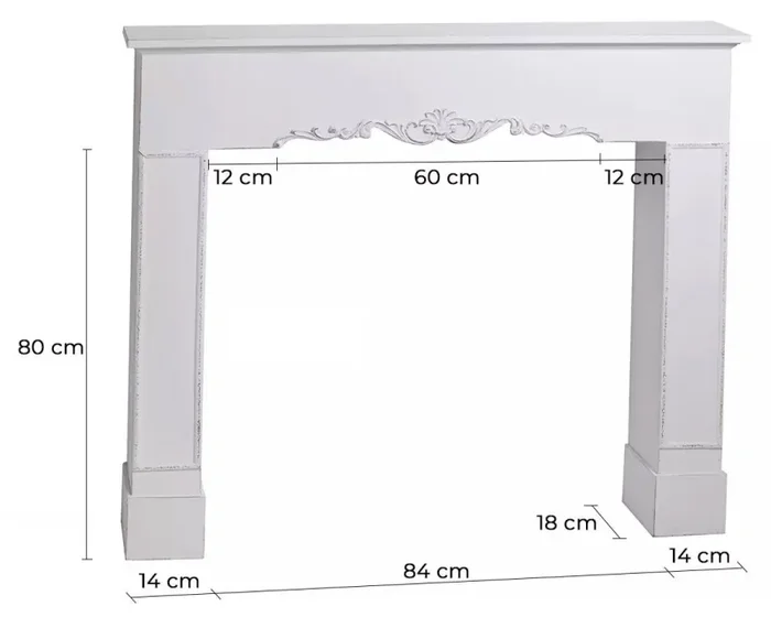 Cornice Camino in Legno 114x20x102cm Frame Bianca - immagine 2