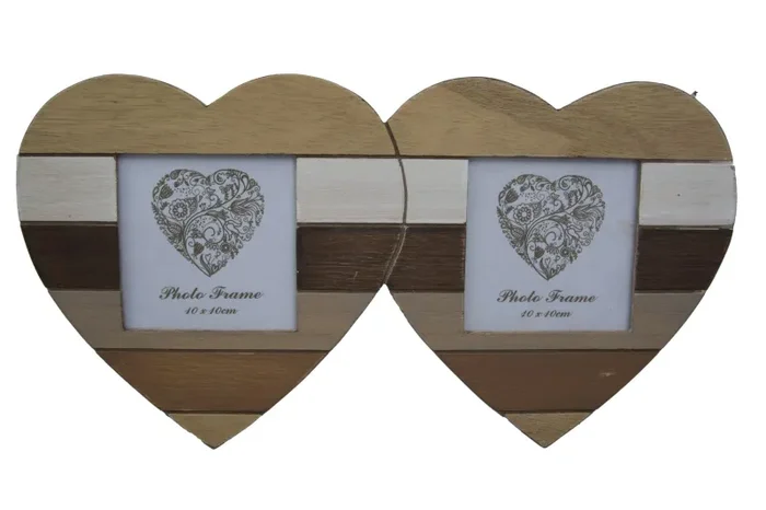 Cornice da Muro 2 Cuori Lignes 36,5×0,9×19 cm MDF e Vetro Bianco Marrone e Grigio Online