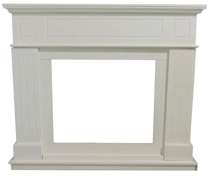 Cornice da Pavimento per Inserto Camino Elettrico 110×94,9×24,9 cm in MDF Sined Pienza Bianco