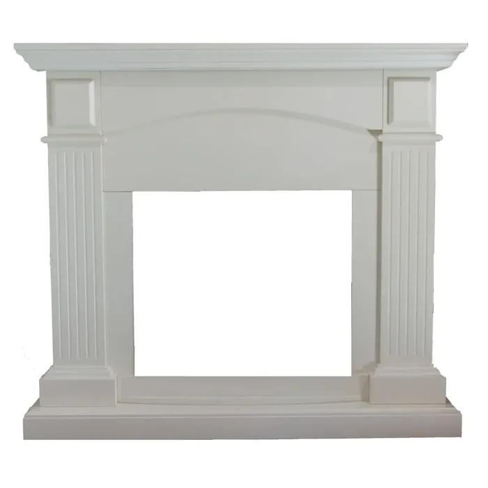 Cornice da Pavimento per Inserto Camino Elettrico 113,7×102,2×28,2 cm in MDF Sined Cetona Bianco