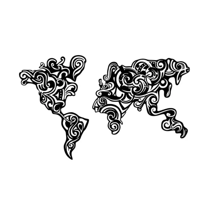Cornice decorativa 100×61 cm Tribal metallo nero mappa continenti - immagine 2