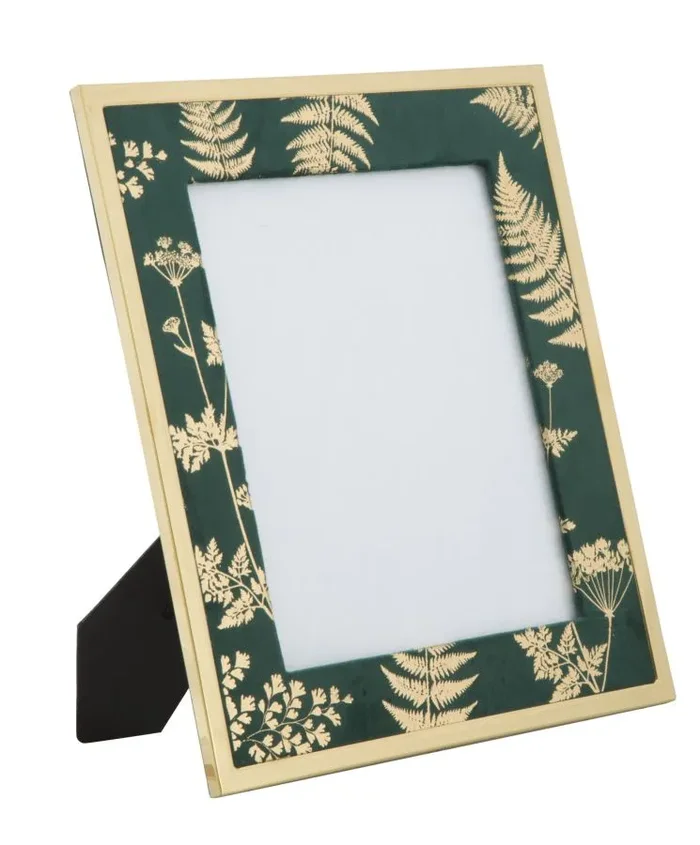 Cornice Glam Verde 28×1,5×33,5 cm in Ferro MDF e Vetro Verde e Oro