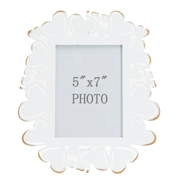 Cornice Heart 25×14,5×27,7 cm in Ferro e Vetro Bianco e Oro - immagine 2