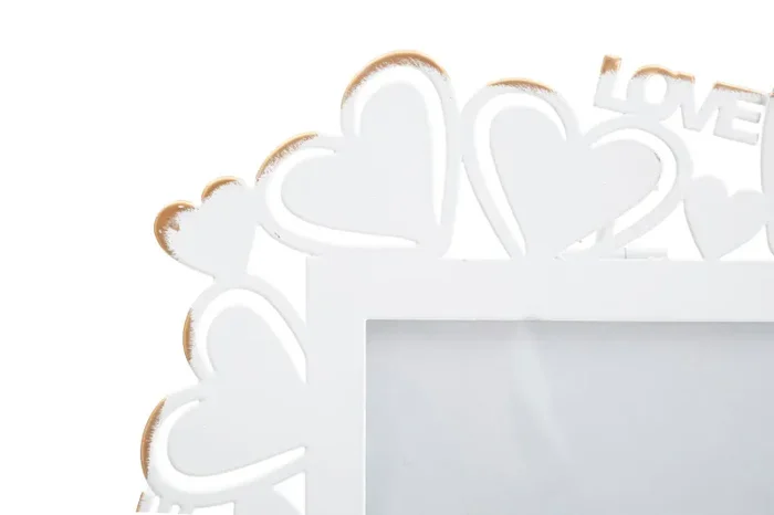 Cornice Heart 25×14,5×27,7 cm in Ferro e Vetro Bianco e Oro - immagine 3