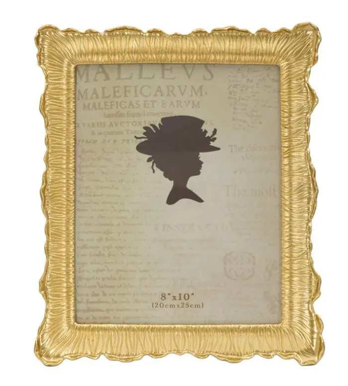 Cornice Linear Glam 27×1,8×32,3 cm in Poliresina e Vetro Oro - immagine 2