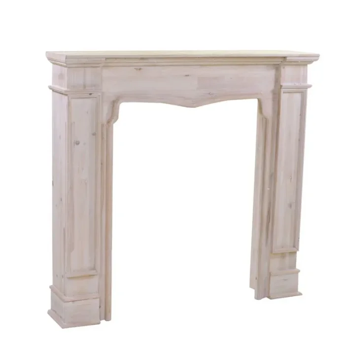 Cornice per Camino da Terra 108×21,5xh101 cm in Legno Sbiancato