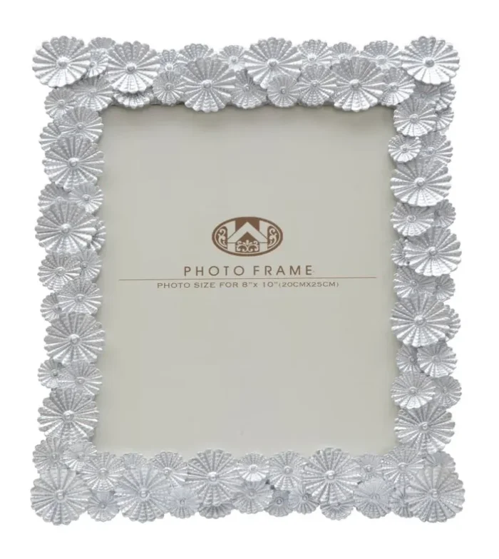 Cornice Phix 27x2x33 cm in Poliresina e Vetro Argento - immagine 2