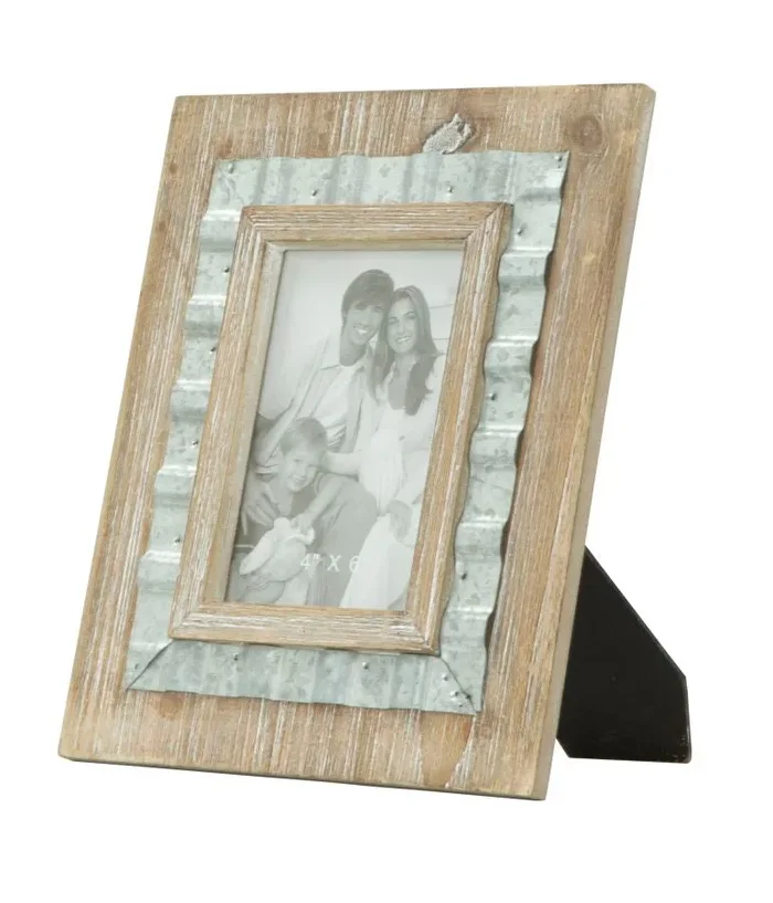 Cornice Wody 21,5x3x26,5 cm in Ferro e MDF Naturale e Argento - immagine 2