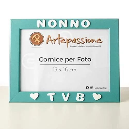 Cornici Celeste per foto in legno con la scritta Nonno TVB e decorata con…