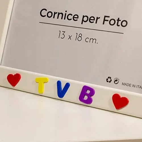 Cornici per foto in legno con la scritta Super Nonna TVB e decorata con cuoricini, da appoggiare o appendere, misura 13×18 cm Bianca. Ideale per regalo e ricordo. - immagine 3