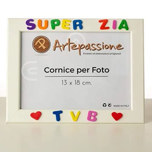 Cornici per foto in legno con la scritta Super Zia TVB e decorata con…