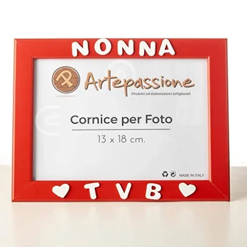 Cornici Rossa per foto in legno con la scritta Nonna TVB e decorata con…