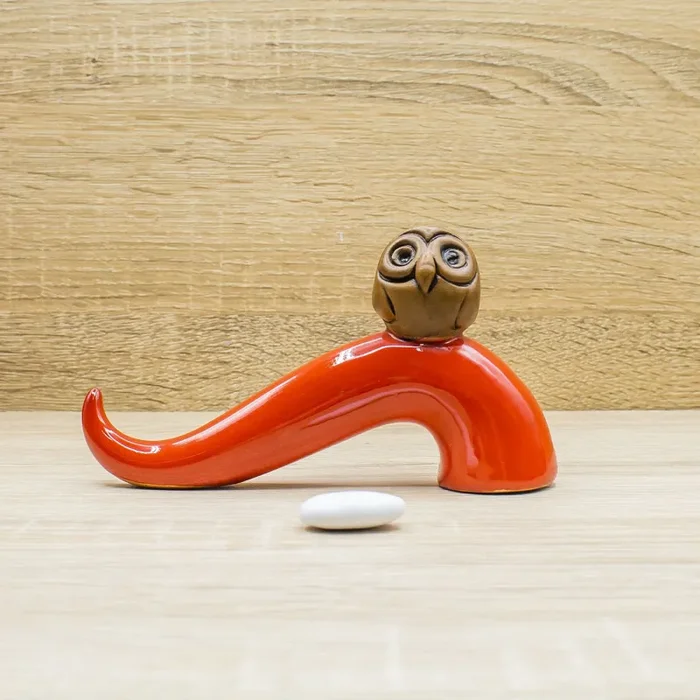 Corno Portafortuna da Scrivania Civetta Rosso Macrì