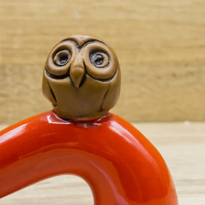 Corno Portafortuna da Scrivania Civetta Rosso Macrì - immagine 3
