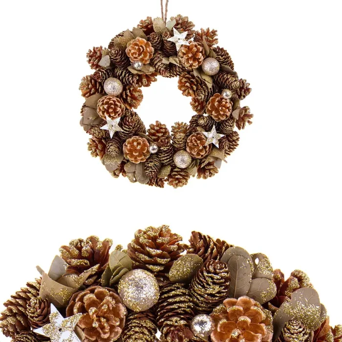 Corona di Natale con Stelle e Pigne Ø36 cm Oro Vendita online