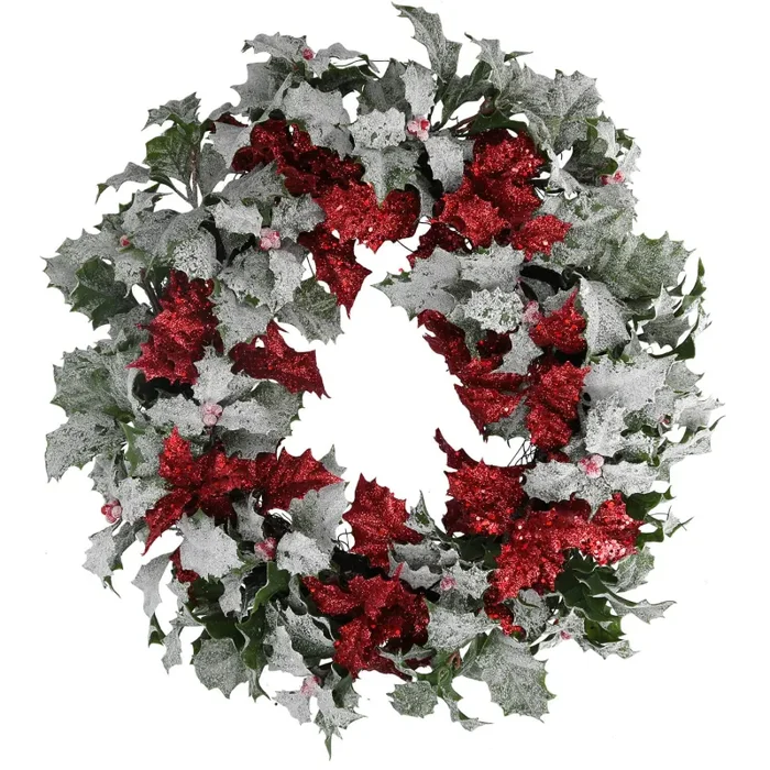 Coroncina con pungitopo rosso cm Ø34xh45