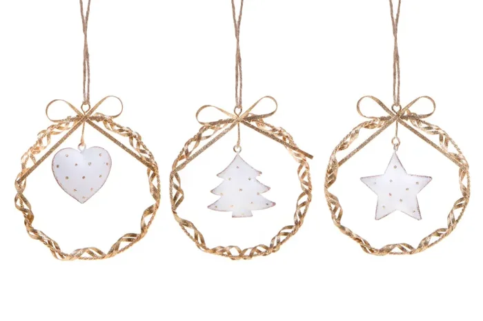 Coroncine 6 Pezzi Natale Ø13 cm Oro/Crema