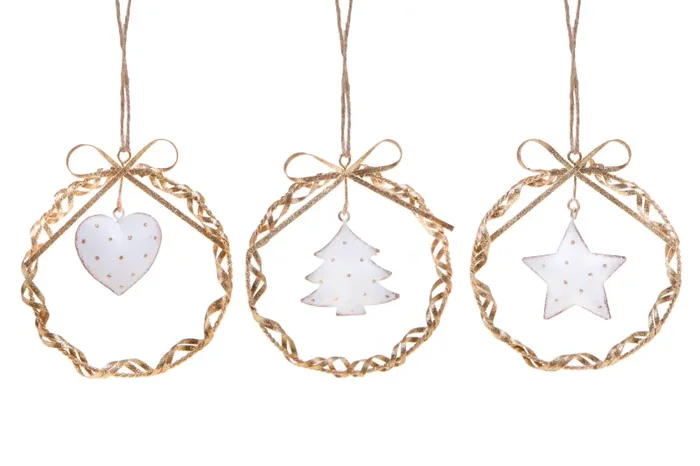 Coroncine 6 Pezzi Natale Ø13 cm Oro/Crema - immagine 2