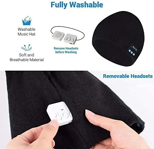 COTOP Idee Regalo Natale Uomo Donna Berretto Musicale Bluetooth Regalo Papa di Natale Cappello Invernali Lavorato Bluetooth 5.0 Berretto Cappello Invernali - immagine 2