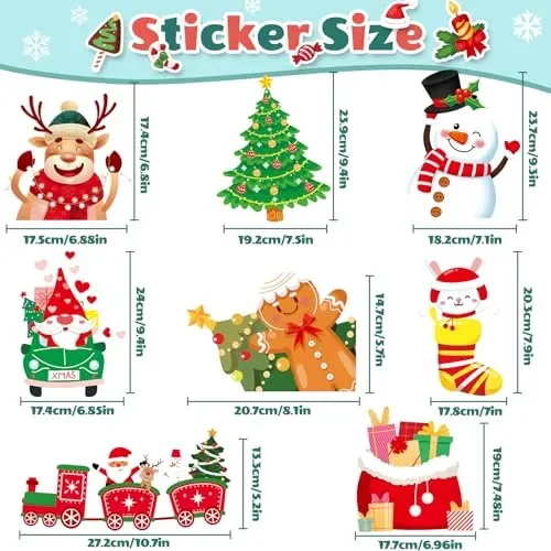 COZII Vetrofanie Natalizie per Finestre 101 Pezzi – 9 Fogli Adesivi Natalizi per Finestre, Addobbi Natalizi Riutilizzabili, PVC Adesivi Statici Rimovibile, Festa Natale Decorazioni - immagine 2