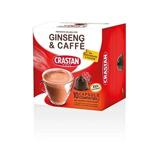 Crastan Capsule Compatibili 10 Unità (Confezione da 10), Ginseng & Caffè