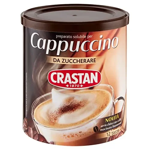 Crastan Nocciolino – Cappuccino Solubile Gusto Nocciola – Barattolo Da 150 Gr. – 12 Tazze