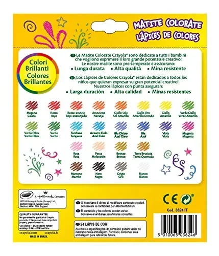 CRAYOLA Matite Colorate, 24 Colori Assortiti, 24 Crayola Coloured Pencils - immagine 2