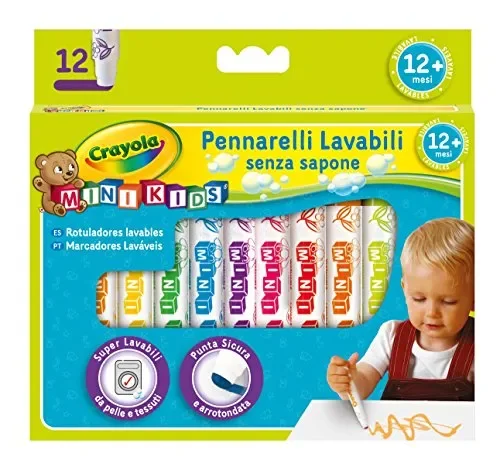 CRAYOLA- Mini Kids Pennarelli, Inchiostro Super 12 Pezzi, Multicolore