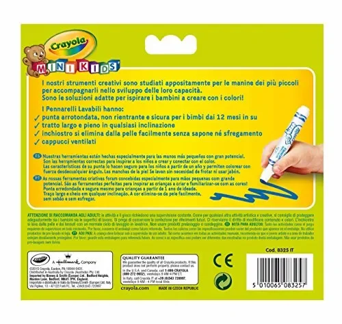 CRAYOLA- Mini Kids Pennarelli, Inchiostro Super 12 Pezzi, Multicolore - immagine 2