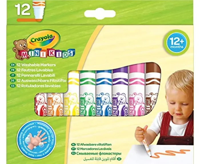 Crayola Mini Kids, Pennarelli Super Lavabili, 12 Pezzi, Punta Arrotondata di Sicurezza, Età 12 Mesi, Colori Assortiti, 8325 - immagine 3
