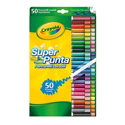 CRAYOLA Pennarelli Lavabili, Punta Media, per Scuola e Tempo Libero, 50 Pezzi
