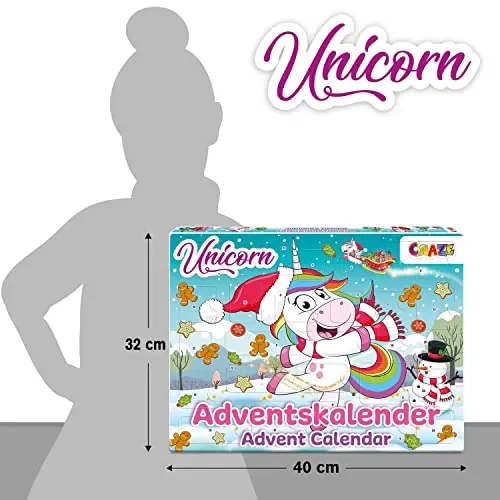 CRAZE Calendario Avvento 2022 bambini, Sorpresa UNICORN, calendario di unicorno di Natale per i bambini, sorprese per bambini, diversi accessori per bambina, 33388 - immagine 2