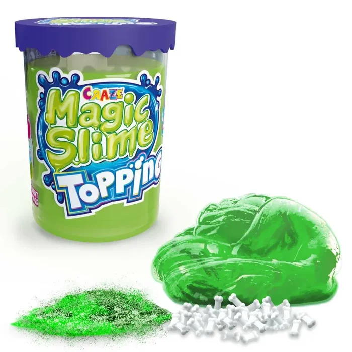 CRAZE Magic Slime Topping, Slime per bambini, contiene 70 ml di Slime e due toppings, 6 colori di Slime e topping casuali