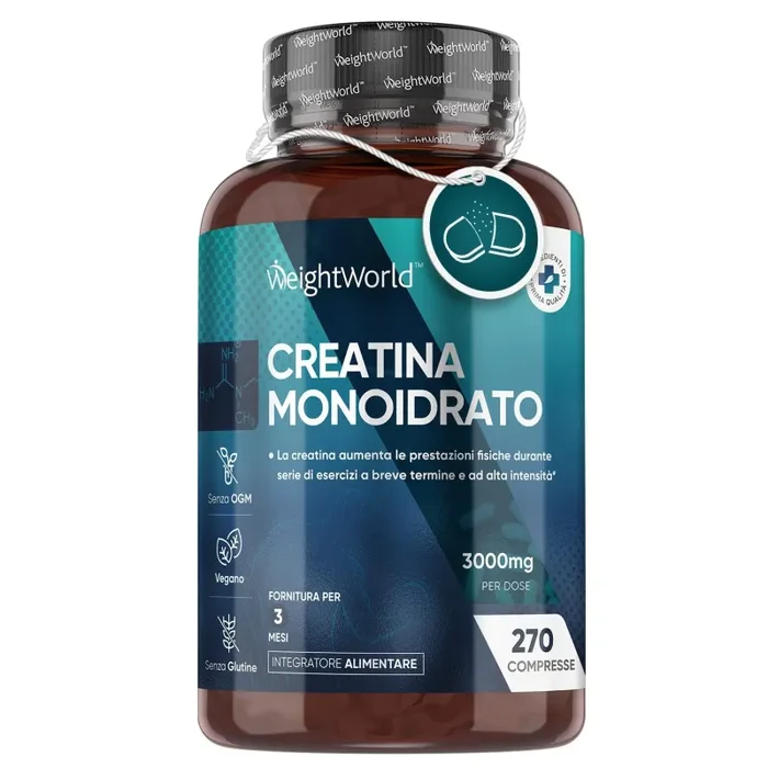 Creatina ad Alto Dosaggio 3.000mg – Creatina Monoidrata in 270 Compresse Vegane 3 Mesi di Fornitura – Creatina Monoidrato per Attività Pre Workout, Intra Workout e Post Workout – Creatine Monohydrate