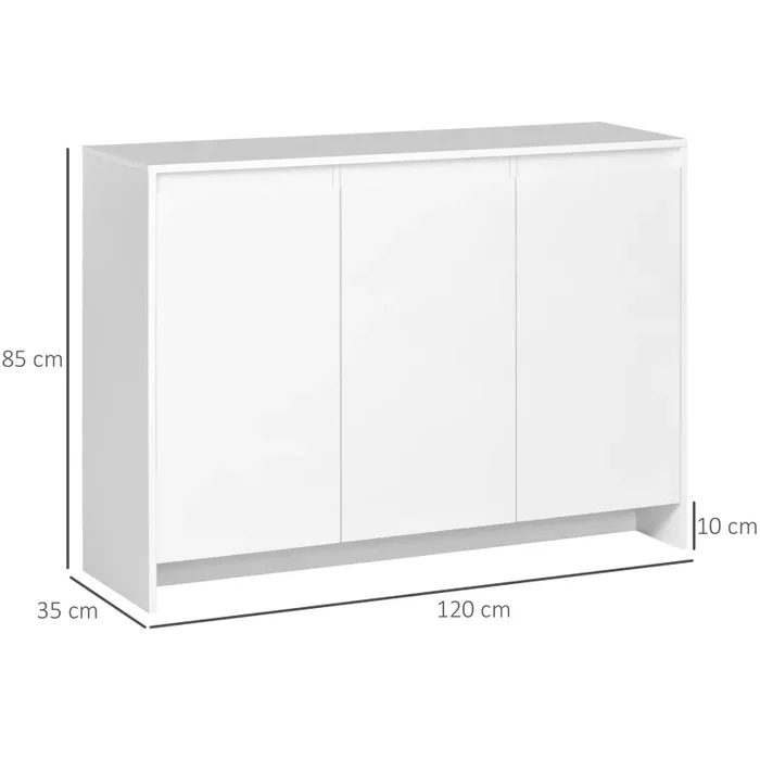 Credenza 12 Ripiani Interni 120x35x85 cm in Truciolato Bianco - immagine 3