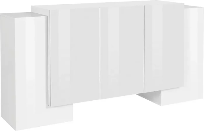 Credenza 2 + 3 Ante 170x45x85 cm Pillon Bianco Lucido