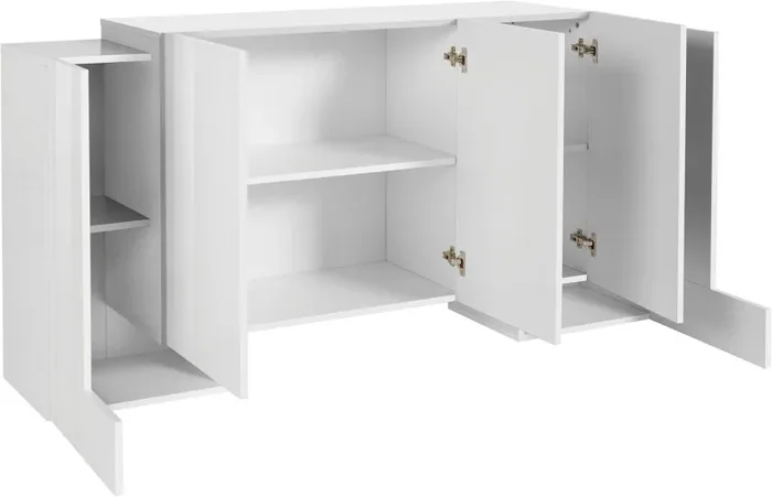 Credenza 2 + 3 Ante 170x45x85 cm Pillon Bianco Lucido - immagine 3