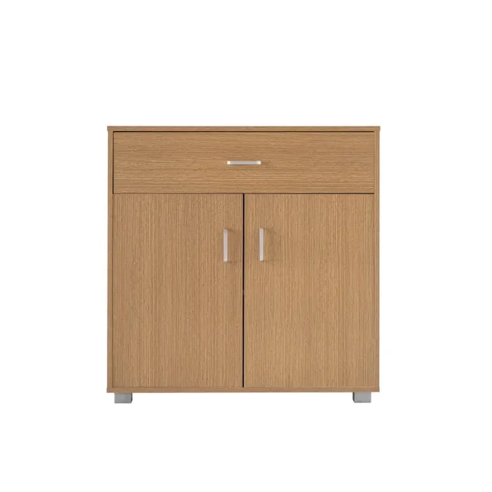 Credenza 2 Ante 1 Cassetto 80×82,5×40 cm in Legno Melaminico Rovere