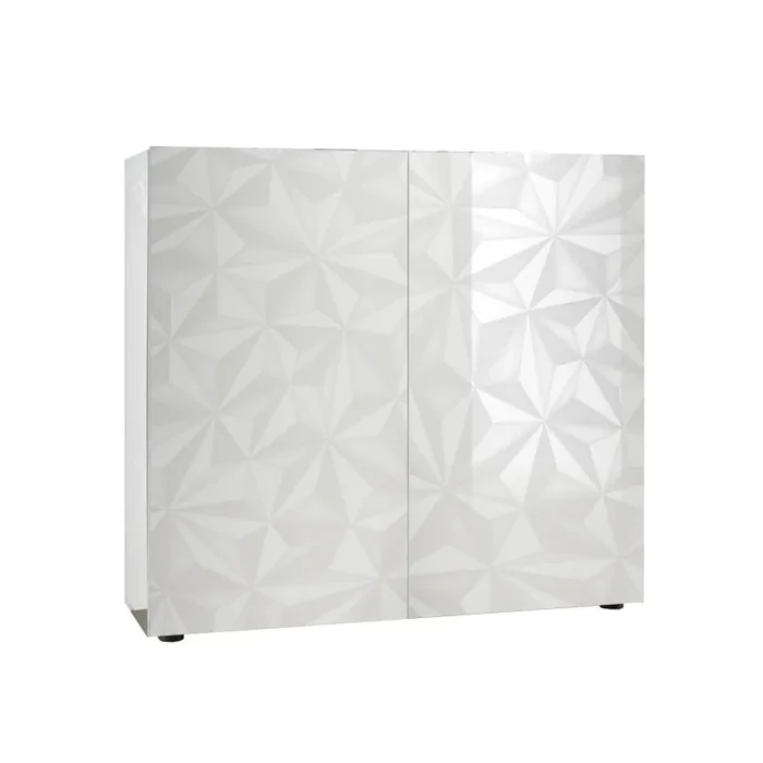 Credenza 2 Ante 120x42x110 cm in Legno TFT Praga Bianco Lucido