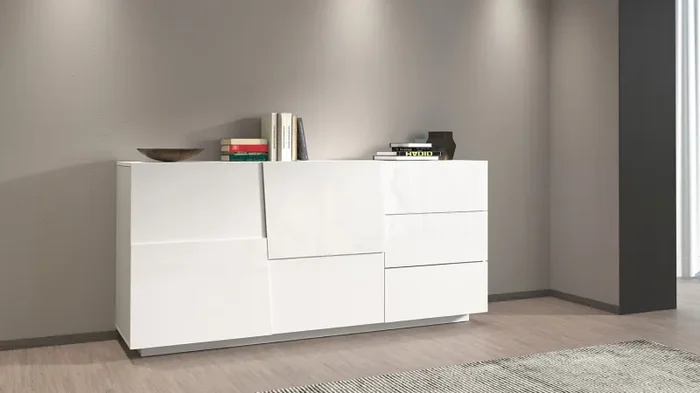 Credenza 2 Ante 180x44x86 cm Pongo 2A 3C Bianco Lucido - immagine 2