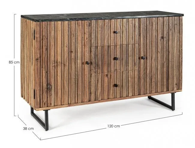 Credenza 2 Ante 3 Cassetti 120x38x85h cm Norfolk - immagine 2