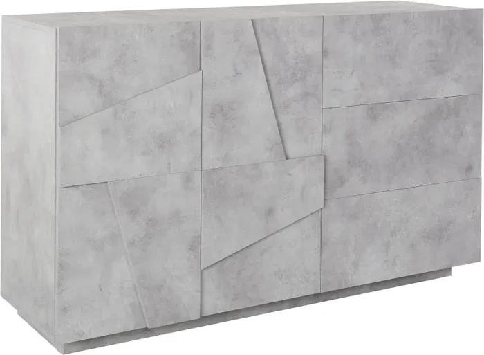 Credenza 2 Ante + 3 Cassetti 142,9×44,2×86 cm Ping Cemento Bronx Sconti