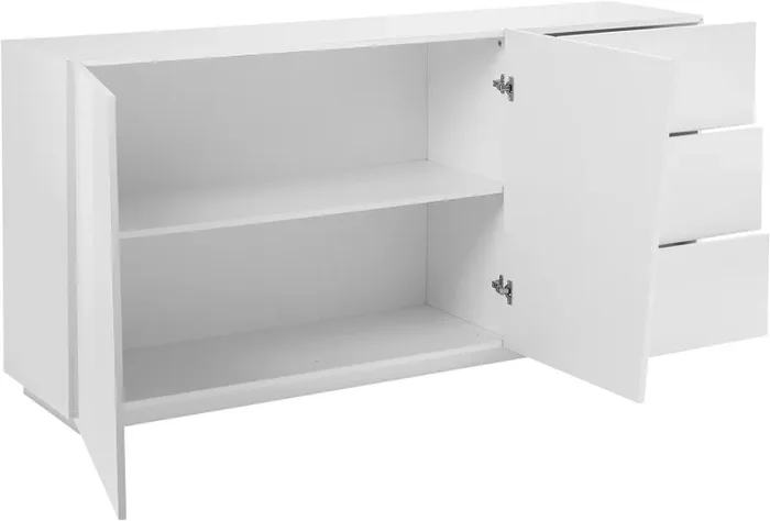 Credenza 2 Ante + 3 Cassetti 180x43x86 cm Vega Bianco Lucido - immagine 3