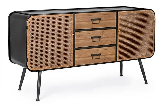 Credenza 2 Ante 3 Cassetti Elton in Metallo